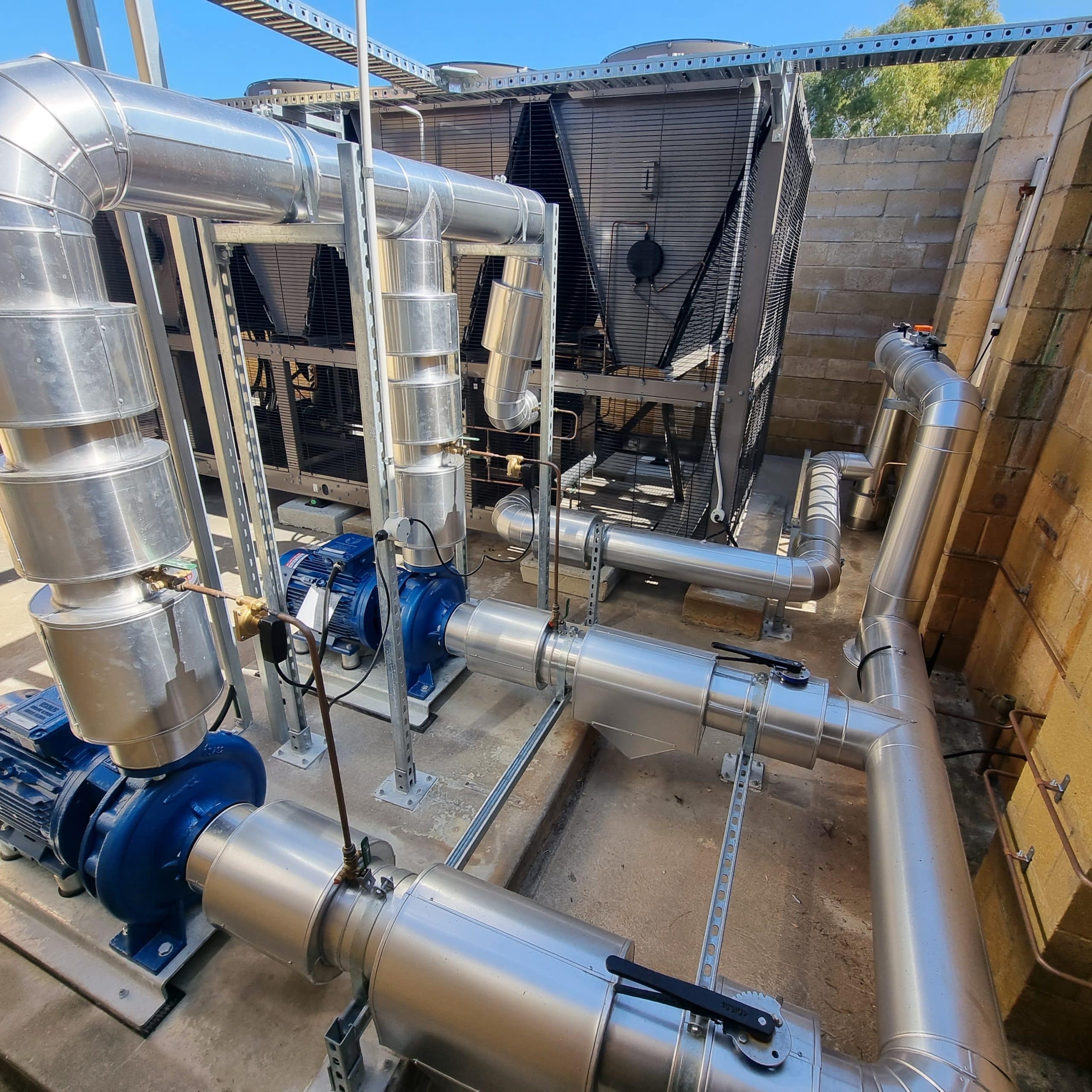 Stainless steel machinery and ducting for an external air conditioning unit